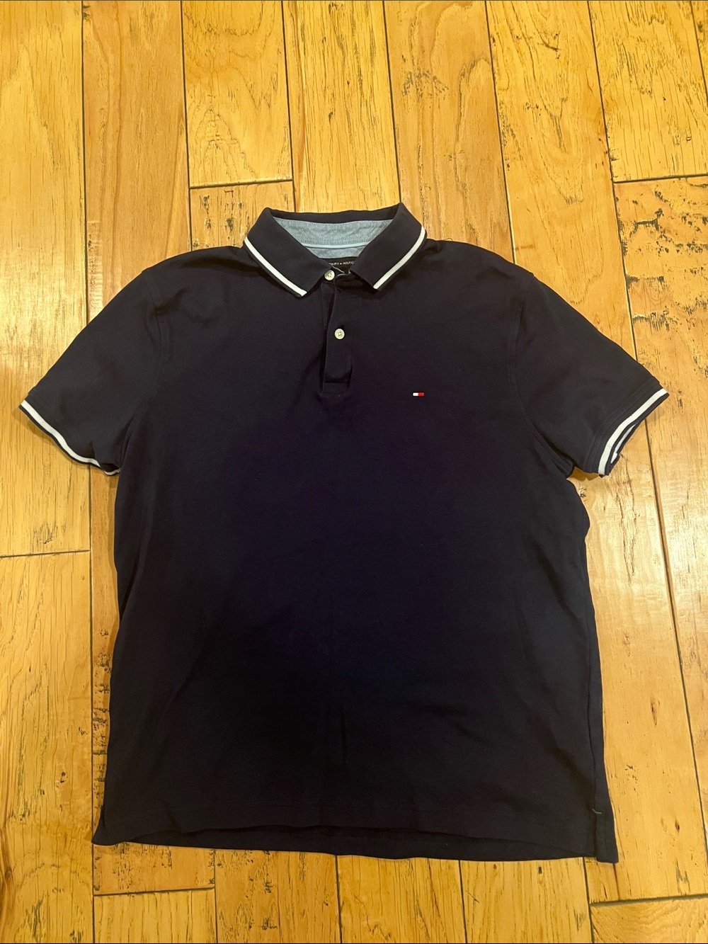 Tommy Hilfiger Navy Polo with White Contrast Trim